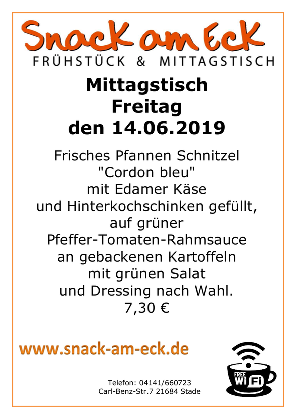 Mittagstisch am Freitag den 14.06.2019: