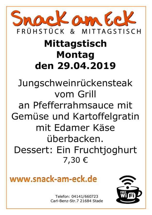 Mittagstisch am Montag den 29.04.2019
