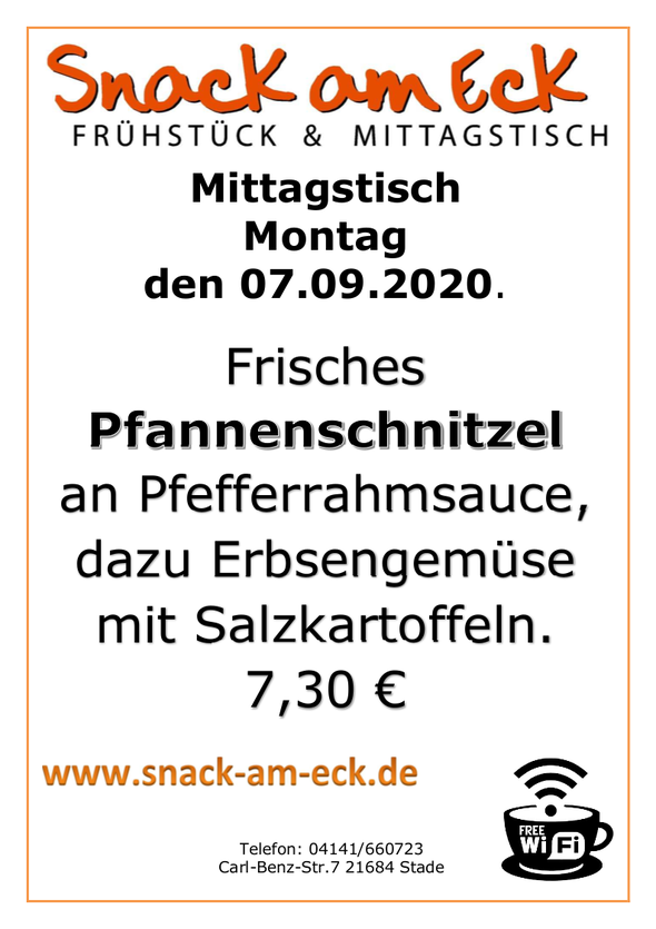 Mittagstisch am Montag den 07.09.2020: 