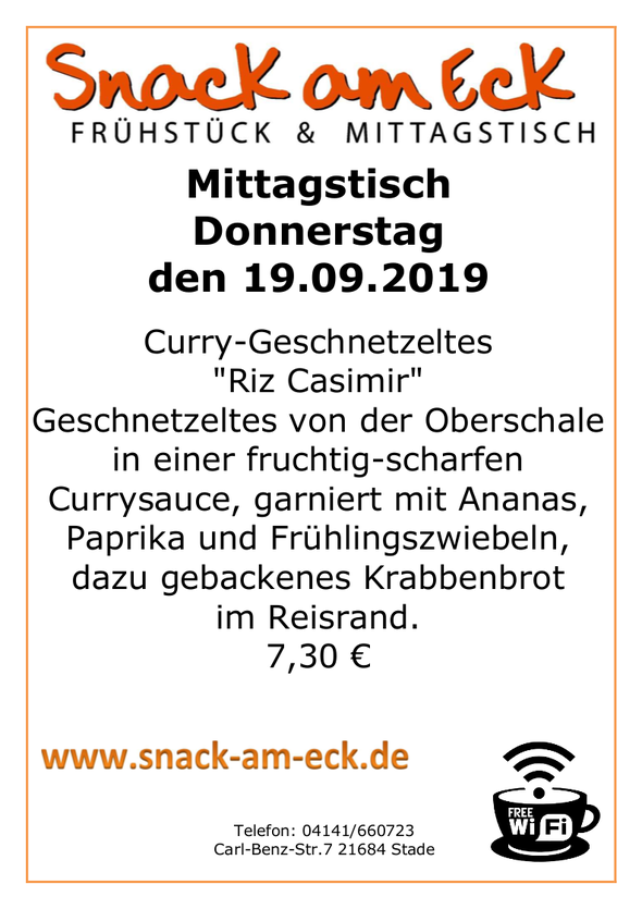 Mittagstisch am Donnerstag den 19.09.2019