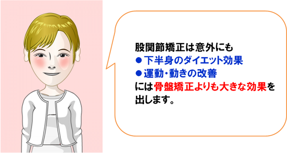 股関節矯正には下半身の大きなダイエット効果があります。ふともも痩せに！