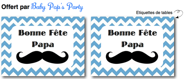 free printable etiquettes fête des pères moustache chevron bleu table sweet tables décoration