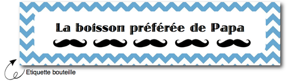 free printable etiquettes fête des pères moustache chevron bleu boisson bouteille