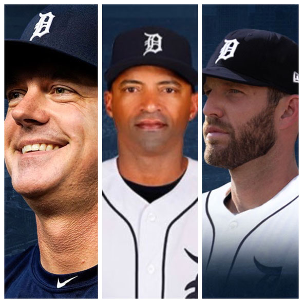 AJ Hinch, manager, George Lombard, bench coach, e Chris Fetter pitching coach
