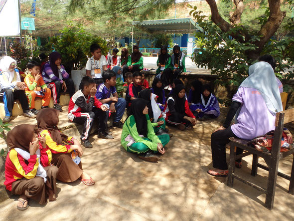 They're studying natural environment in  their local area.　Also they planted trees as a memory of International Day of Forests