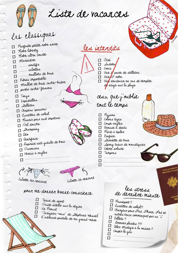vacances agence kanako baby pop's party liste vacances check list