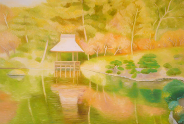 Japanischer Garten im Herbstlicht 70x50cm (sold)