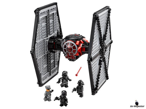 Im Paket Lego 75101 sind 517 Einzelteile, 2 First Order TIE Fighter Pilote, 1 First Order Officer, 1 First Order Crew, 3 Blaster-Pistolen, 2 Helme, 2 federunterstützte Shooter und 1 rotierende Antenne enthalten.