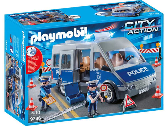 Bei der Bestellung im Onlineshop der-Wegweiser erhalten Sie das Playmobil Paket 9236 "Polizeibus mit Strassensperre".