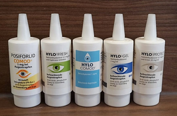 Hylo Augentropfen (Hylo Fresh, Hylo Comod, Hylo Gel, Hylo Protect, Posiforlid Comod)