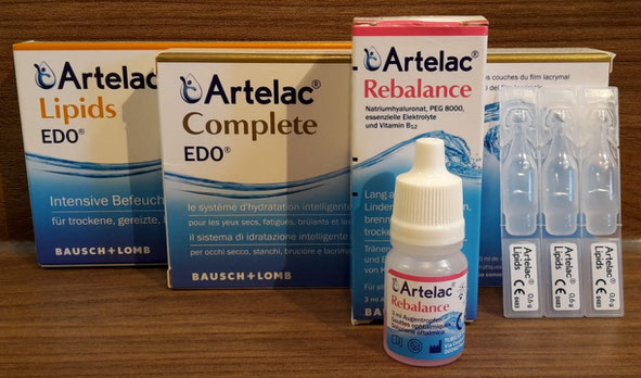 Ein Teil der Artelac Familie (Artelac Lipids, Artelac Complete, Artelac Rebalance)
