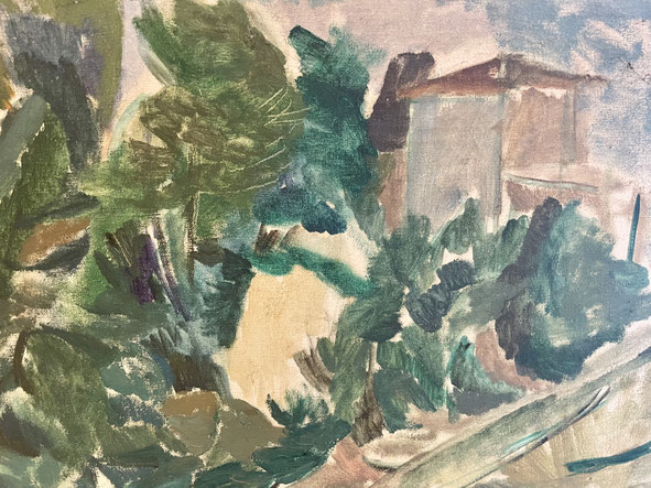 Isaac Celnikier , paysage , huile sur toile marouflée sur carton, signée, expose galerie agnès Thiébault, paris