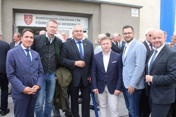 NAbg. Reinhard Eugen Bösch, Dr. Wolfgang Baumann, LAbg. Manfred Haidinger, LAbg. Jürgen Handler, StR Philipp Gerstenmayer und MinR. Dietmar Seiser
