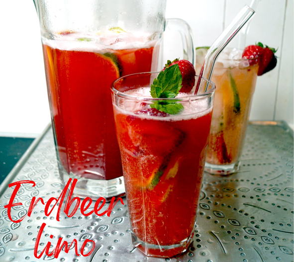Erfrischende Limonade mit Erdbeeren, Zitronen und Limetten