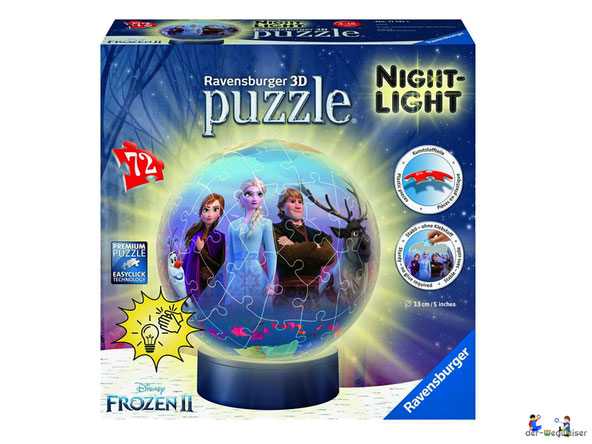 Bei der Bestellung im Onlineshop der-Wegweiser erhalten Sie das Ravensburger Paket 11141 Nachtlicht Puzzle-Ball Frozen 2.