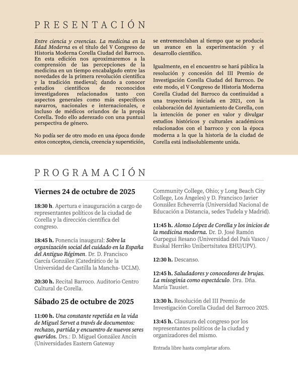 Programa de las Jornadas Barrocas de Corella