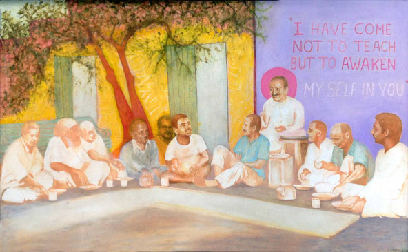57. Baba and the Mandali at lunch . Courtesy of John Herbert
