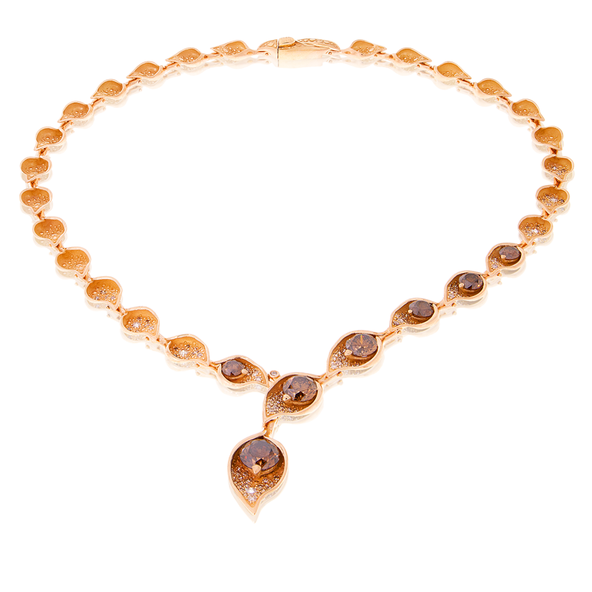 Collier in Rotgold mit weissen und cognac Brillanten, Einzelanfertigung auf Kundenwunsch von der Goldschmiede OBSESSION Zürich und Wetzikon