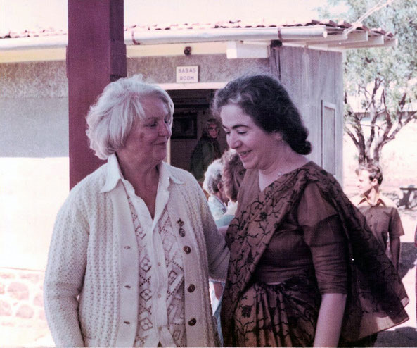 Lady Dorothy Hopkinson with Mani S. Irani in 1976. Jacko Caraco in background, right.  Photo by Kendra Crossen Burroughs