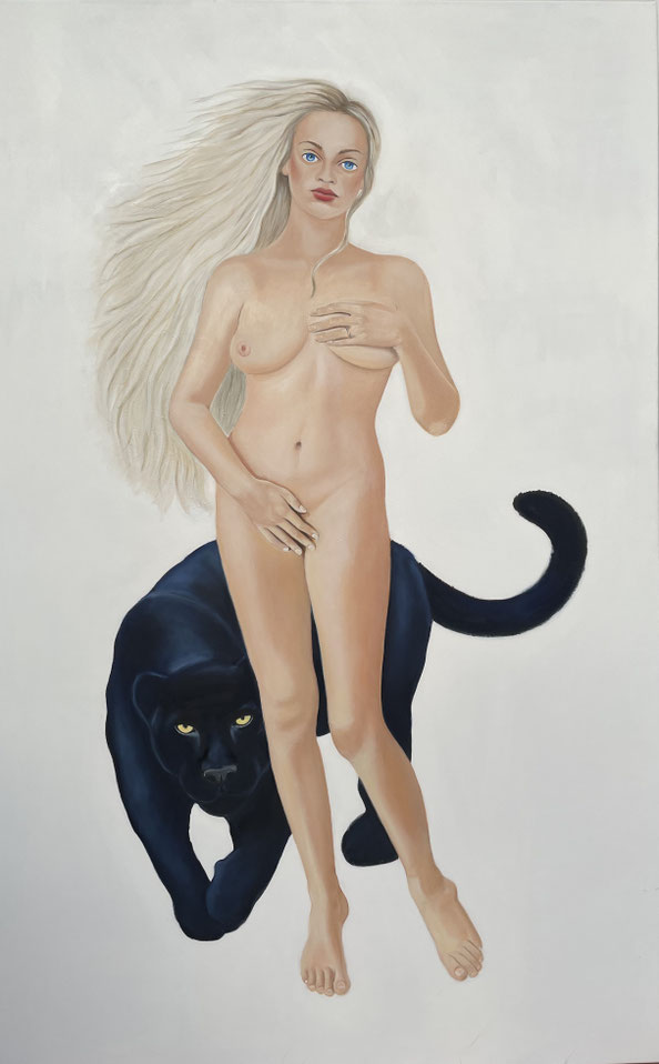 Venus with Panther/Two, oil & canvas, 120 x 190 cm, 2019