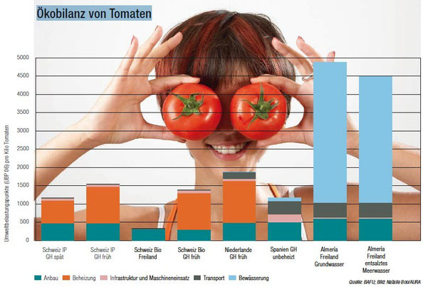 Tomatenproduktion im Vergleich (GH=Gewächshaus)