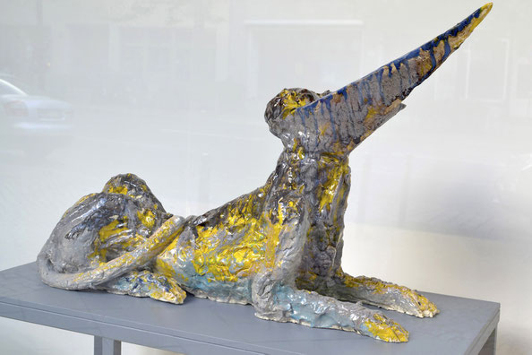 The guardian 1, glazed ceramics, 2021,  90 x 35 x 65 cm