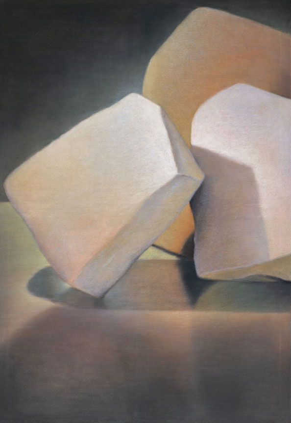 Steine, 2024, Pastell auf Leinwand, 145x100cm 