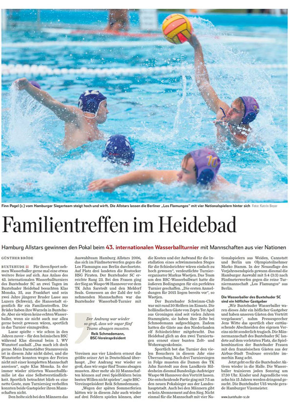 Familientreffen im Heidebad. Hamburg Allstars gewinnen den Pokal beim 43. internationalen Wasserballturnier mit Mannschaften aus vier Nationen