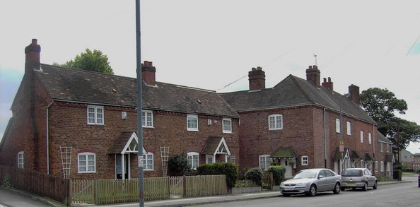 These cottages in School Lane were the village school at Castle Bromwich from 1703.