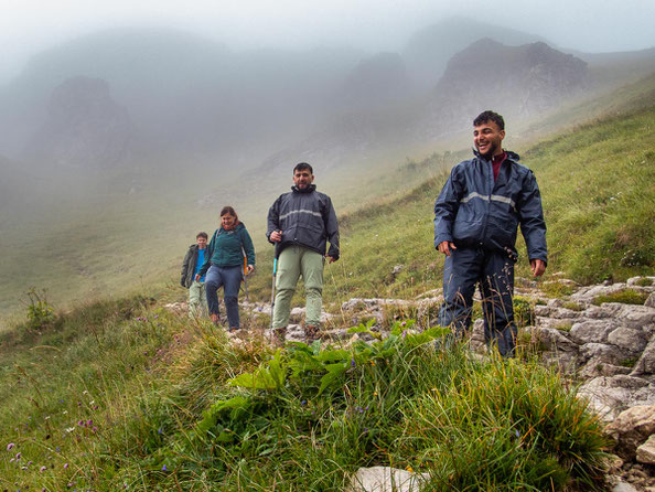 Wanderung des Integrationsprojekts Wanderglück zur Bad Kissinger Hütte und auf den Aggenstein in den Tannheimer Bergen.