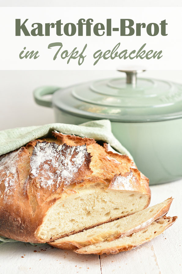 Kartoffel Brot fluffig und lecker, Teig im Thermomix gemacht, gebacken im gusseisernen Topf, einfaches Rezept, vegan, Brot selber backen