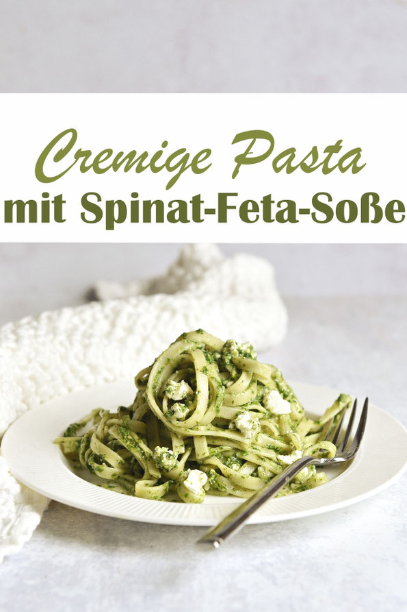 Cremige Pasta mit Spinat-Feta-Soße - Soulfood pur! Mittagessen, Familienküche, vegetarisch, Thermomix