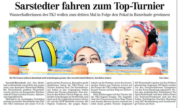 Sarstedter fahren zum Top-Turnier. Hildesheimer Allgemeine Zeitung/Sarstedter Anzeiger vom 04.09.2013