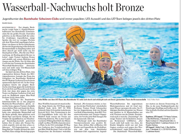 Wasserball-Nachwuchs holt Bronze. Hamburger Abendblatt vom 15.05.2013