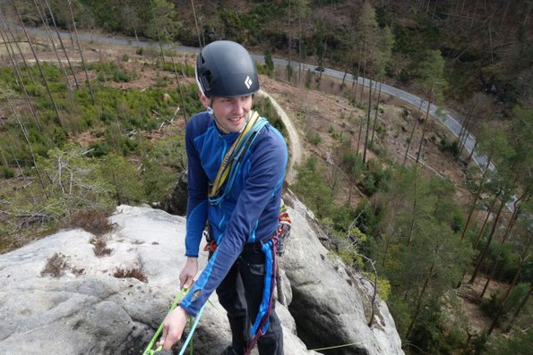 Osterfahrt Sächsische Schweiz, Saupsdorfer Hütte, 2026, Klettern an der Kleinsteinwand