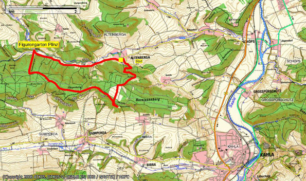 Übersichtskarte zur Wanderung: Zum Figurengarten "Plinz"