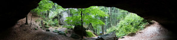 Blick aus der Hickelhöhle im Großen Zschand, Sächsische Schweiz