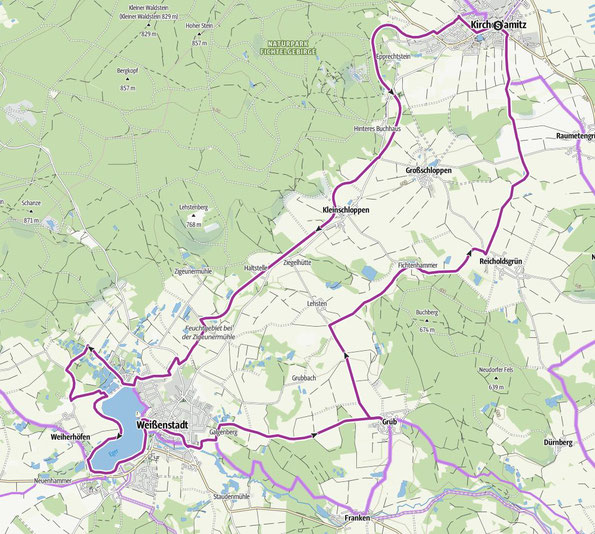 Karte zur Fahrradtour Kirchenlamitz - Weißenstadt, 16.06.2024