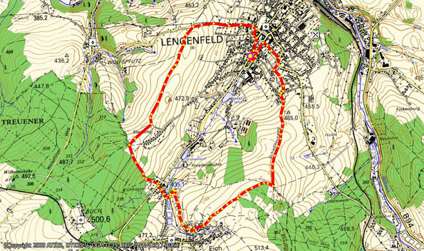 Übersichtskarte "zwischen Frühling und Winter" eine Wanderung um Lengenfeld, 06.01.2022