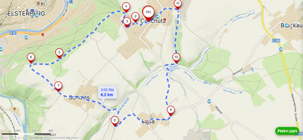 Karte zur winterlichen Wanderung bei Coschütz, 27.12.2025 von W. Roth