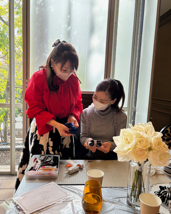 JourFin　ジュールフィン　ラブリボン　LoveRibbon　リボン　リボン教室　リボン教室芦屋　リボン　リボンワーク　リボン資格　リボンレッスン　フリルショルダー　フリルショルダーストラップ　スマホストラップ　木馬リボン　MOKUBAリボン　MOKUBA　リボンショルダー　神戸北野ホテル　神戸北野ホテルカルチャーサロン