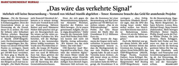 Das wäre das verkehrte Signal