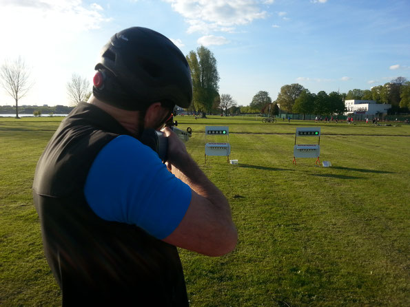 Laserbiathlon Training in Köln mit externer Trefferanzeige