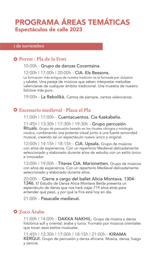 Programa y horarios de la Fira de Cocentaina