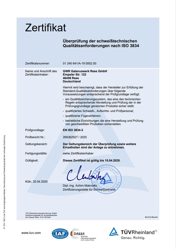 Zertifikat Metall- und Sondermaschinenbau