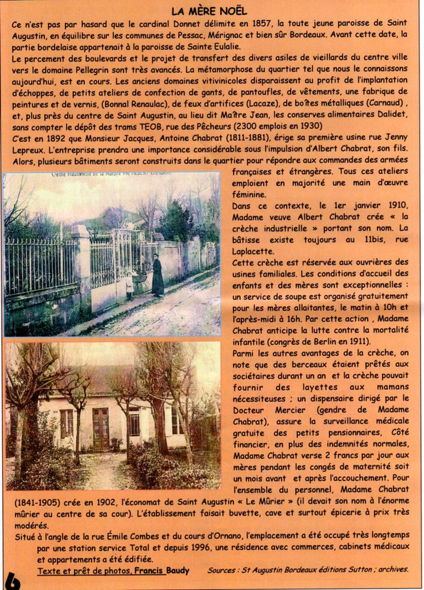 Madame Chabrat et la première crèche à Saint Augustin