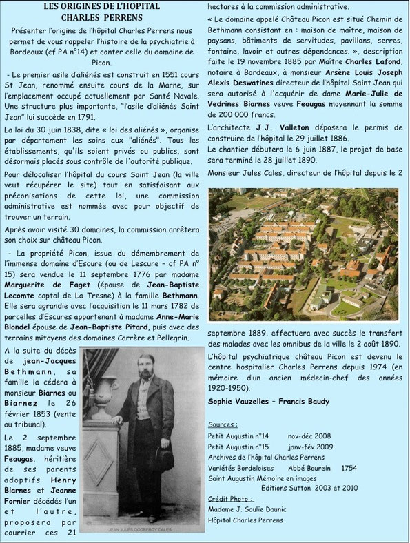Les origines de l'hopital Charles Perrens