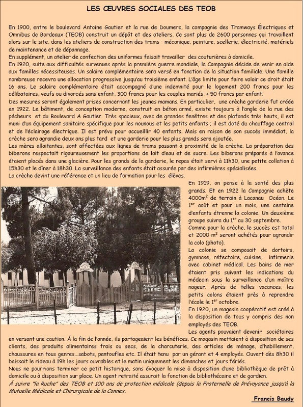 Les oeuvres sociales des TEOB (1)