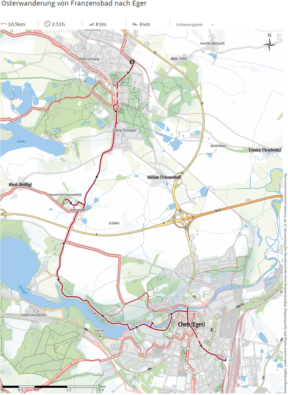 Osterwanderung von Franzensbad nach Eger - outdooraktiv Karte