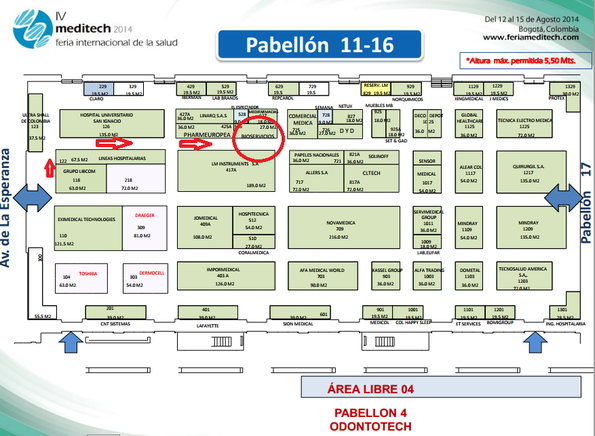 plano bioservicios stand 526 Feria Meditech IV Bogotá